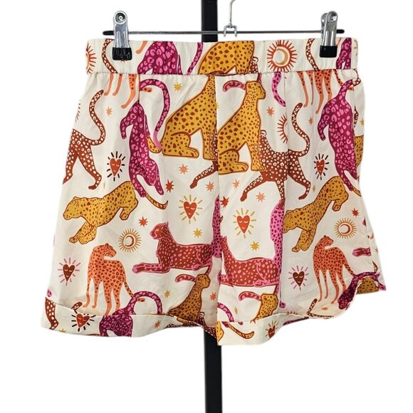 SHEIN Womens Leopard Print Shorts, High Rise, Cuff, Multi Colour, Size M - Picture 2 of 6